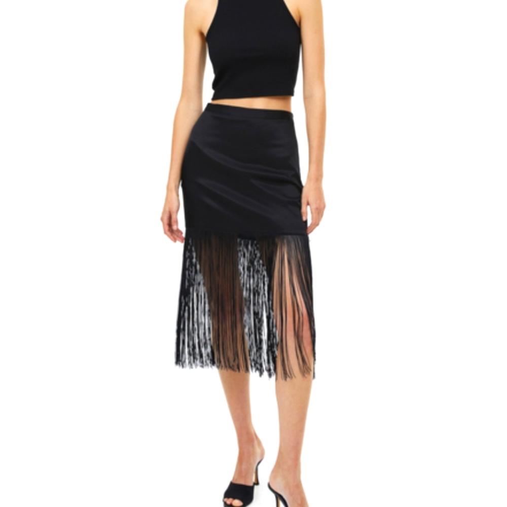 Fringe Calf Length Skirt